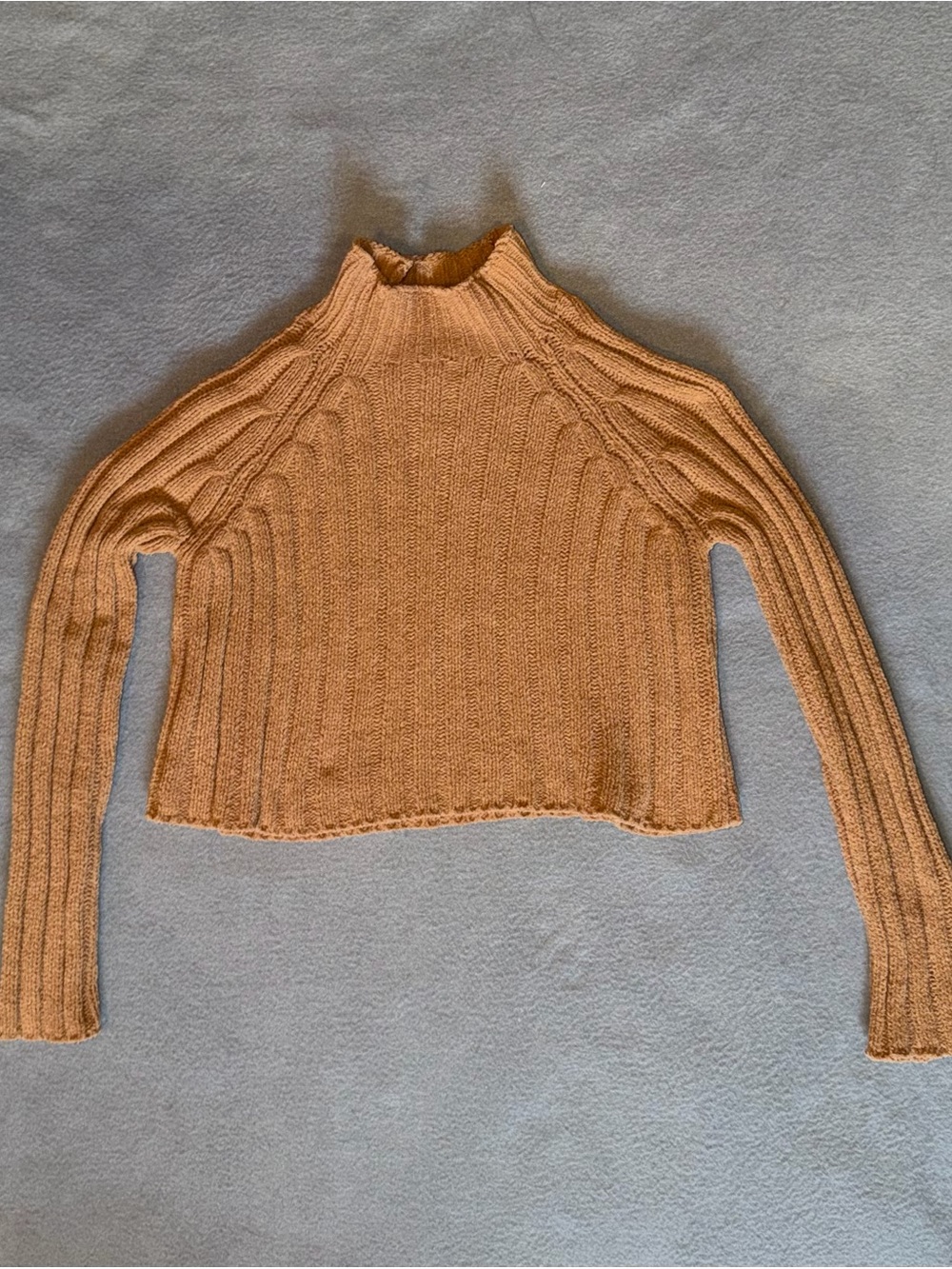 American Eagle Outfitters Cropped Ribbed Mock Neck Sweater Size Small- Brown